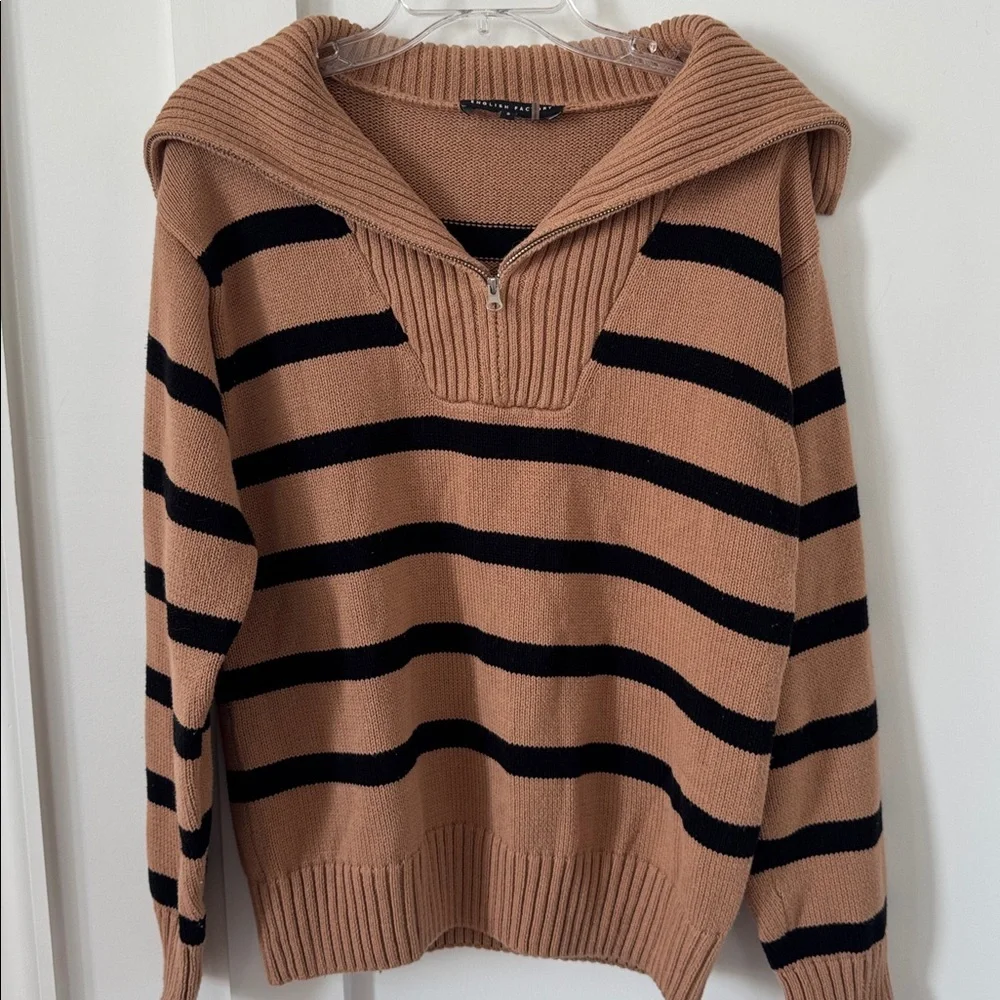 Tuckernuck English Factory Striped Knitted Half Zip Up Sweater Size S
